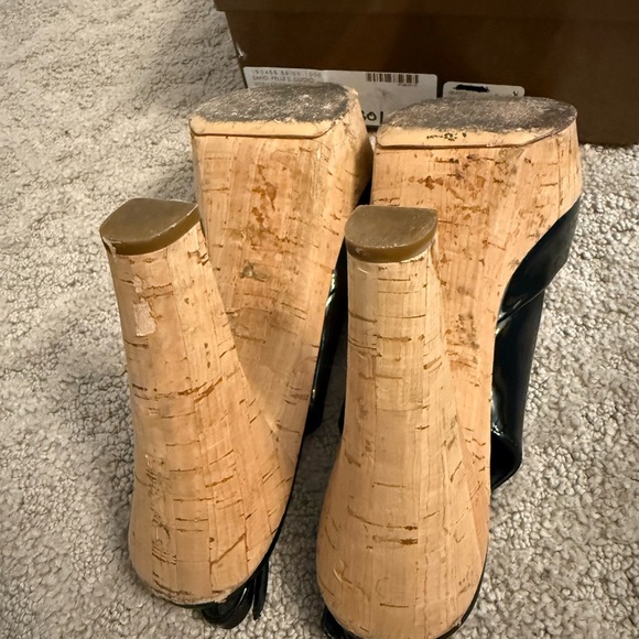 Gucci logo Patent leather and cork slingback platform Sandals - Picture 4 of 5